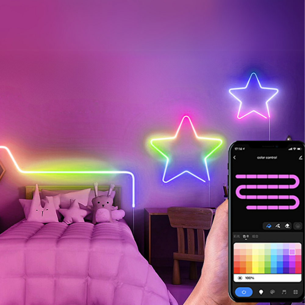 Visual Neon Strip – 5 meter RGBIC LED-ljus med Tuya-app och fjärrkontroll