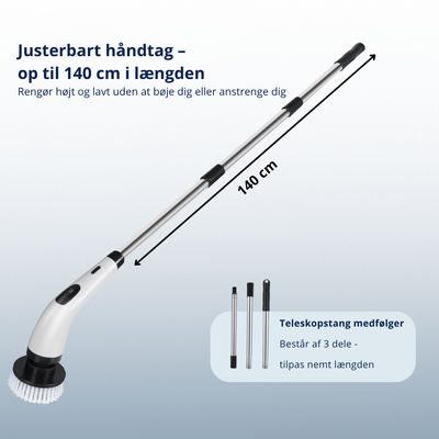Cleano Brush – 8-i-1 sladdlös elektrisk rengöringsborste med 140 cm teleskopstång