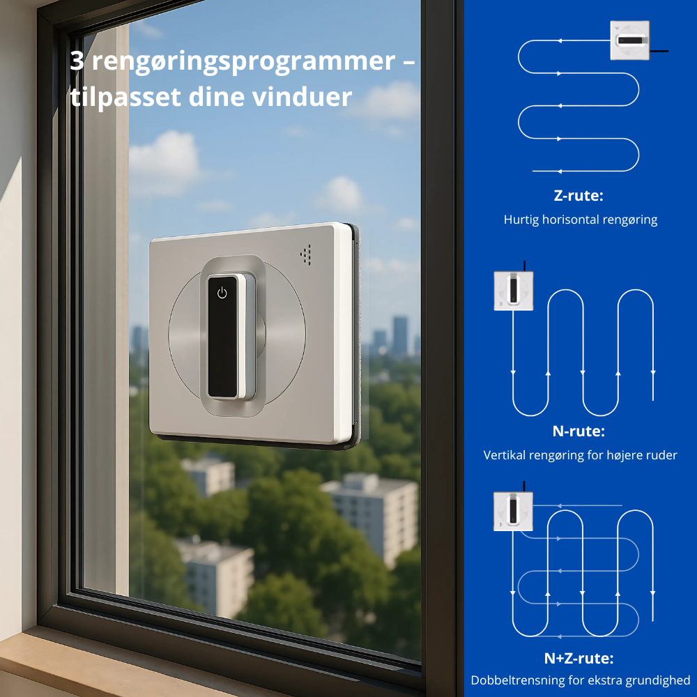 Cleano Window Robot – Automatisk fönsterputsare med app och vattenspray