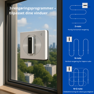 Cleano Window Robot – Automatisk fönsterputsare med app och vattenspray