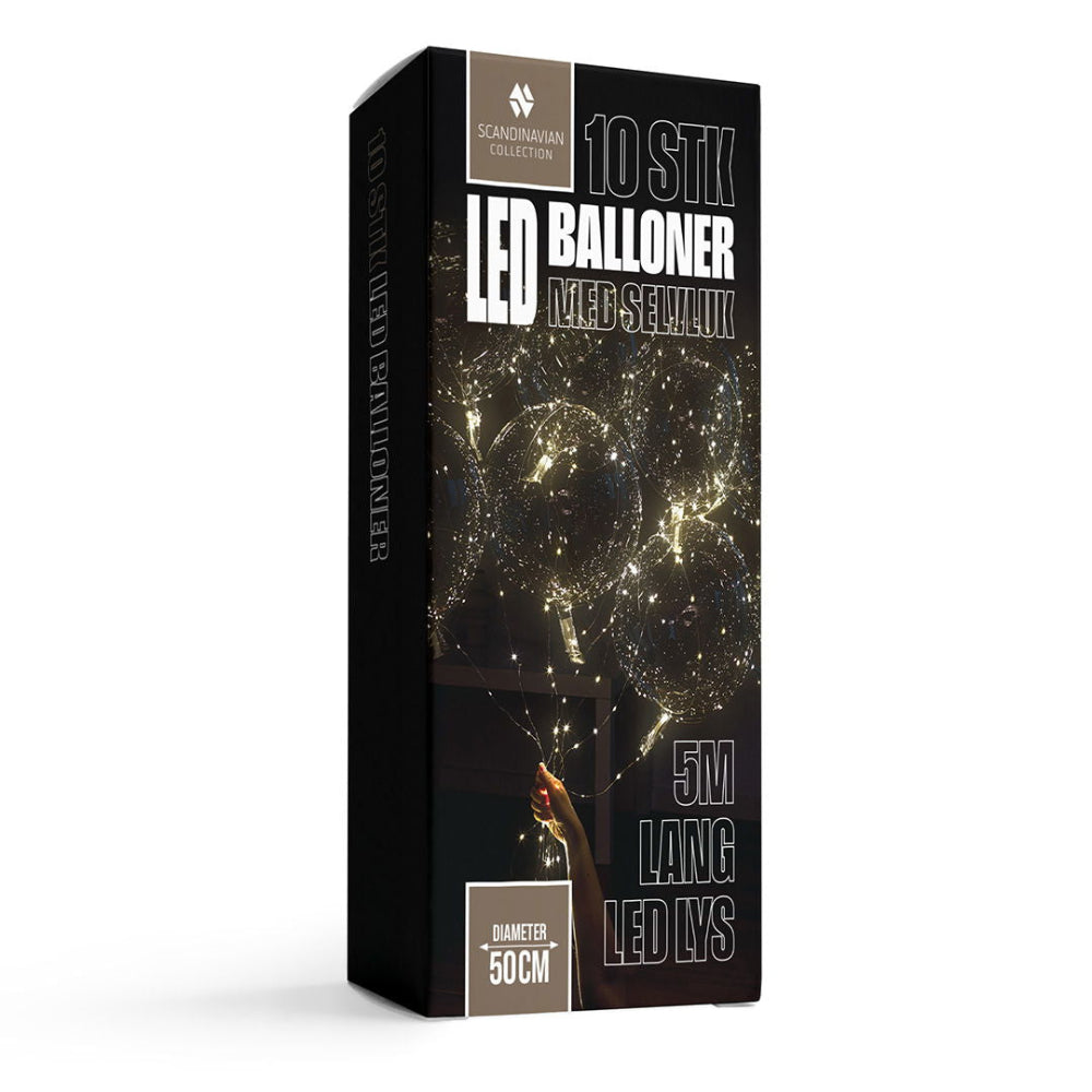 Visual LED Balloner – 10 stk. festballoner med varm glød og wow-effekt